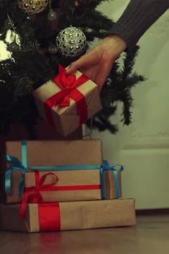 Stack of gift to put under the Christmas tree Stock Photos