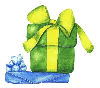 Stack of gifts, watercolor Stock Illustration