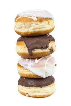 Stack of glazed and chocolate donuts Stock Photos