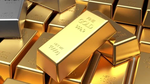 Stack of gold bars and silver bar, 3D rendering Stock Footage 335826321