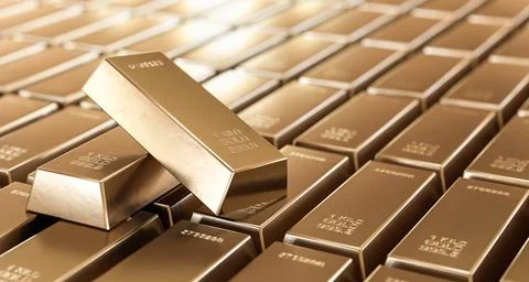 Stack of gold bars, financial and reserve of value concept. Copy space Stock Illustration
