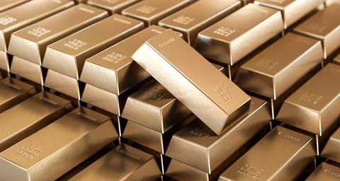 Stack of gold bars, financial and reserve of value concept. Copy space Stock Illustration