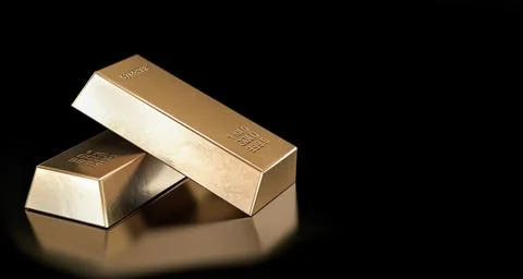 Stack of gold bars, financial and reserve of value concept. Copy space Illustrazione stock