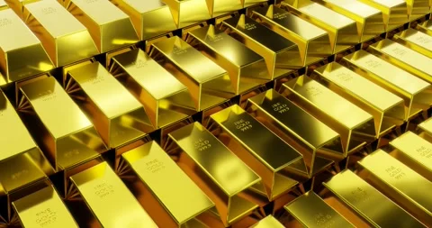 Stack of gold bars Stock Footage 297122944