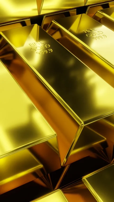Stack of gold bars Stock Footage 297123435