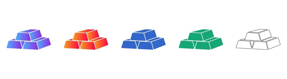 Stack of Gold Bars Icon Collection 库存插图