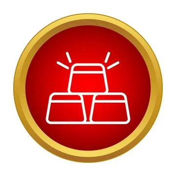 Stack of gold bars icon with red circle 库存插图