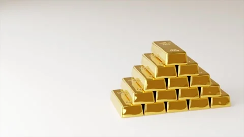 Stack of gold bars ingot, showing wealth and richness Stock-Footage 249665453