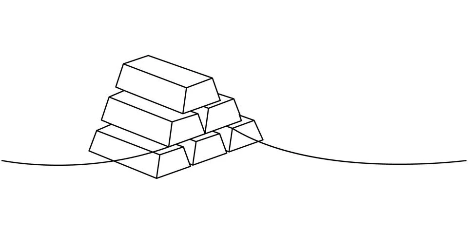 Stack of gold bars one line continuous drawing. Money investment and online Stock Illustration
