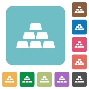 Stack of gold bars rounded square flat icons Stock Illustration