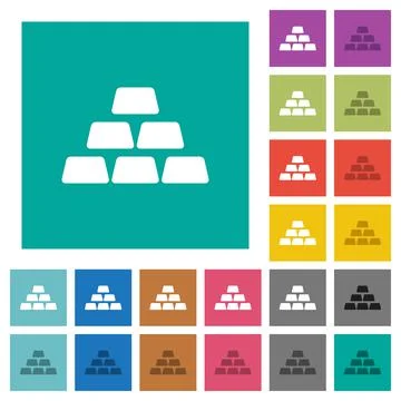 Stack of gold bars square flat multi colored icons Stock Illustration