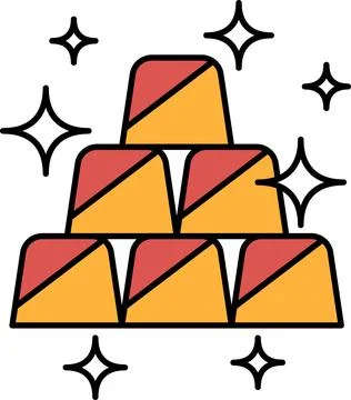 A stack of gold bars with a stripe on them 스톡 일러스트