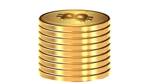 Stack of gold bitcoin coins on white and on empty backgrounds. 스톡 동영상 148371046