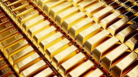 Stack Of Gold Bullion Bars 03 Stock Photos