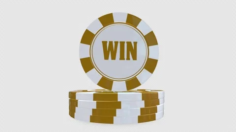 Stack of Gold Casino Chips with Win Text, with alpha channel. Stock Footage 335889350