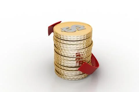 Stack of gold coin with arrow Free Stock Illustration