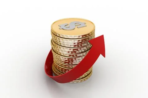Stack of gold coin with arrow Free Stock Illustration
