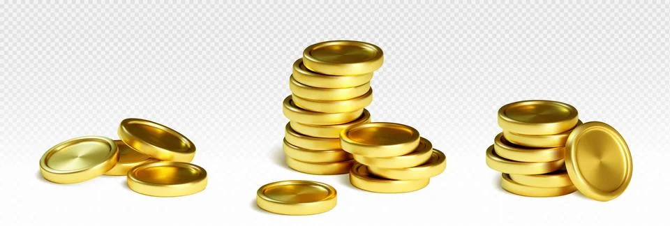 Stack of gold coin of different size. Stock Illustration