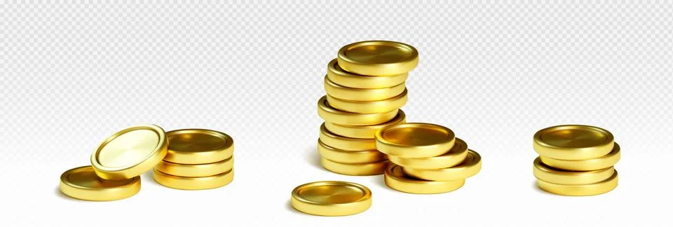 Stack of gold coin of different size. 스톡 일러스트