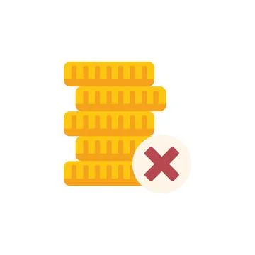 Stack of gold coins being crossed out depicting financial loss 스톡 일러스트