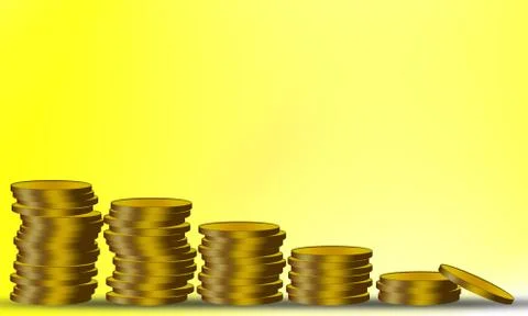Stack of gold coins with deceasing numbers Stock Illustration