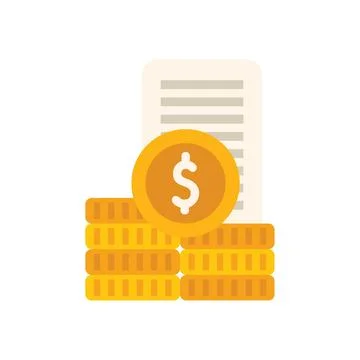 Stack of gold coins with dollar sign and invoice representing payment for s.. Stock Illustration
