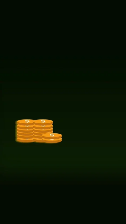 Stack of Gold Coins with Dollar Signs on Dark vertical mobile video Backgro.. Stock Footage 321631516