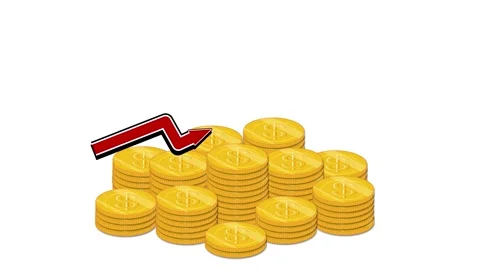 A stack of gold coins with dollar signs animated on a white background, cos.. Stock Footage 333876562