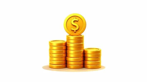 Stack of Gold Coins with Dollar Symbol on White Background Stock Footage 316765997