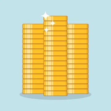 Stack of Gold Coins flat design Illustrations. Illustrazione stock