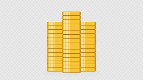 Stack of Gold Coins, illustration animation in Alpha Channel Stockbeeldmateriaal 155544778