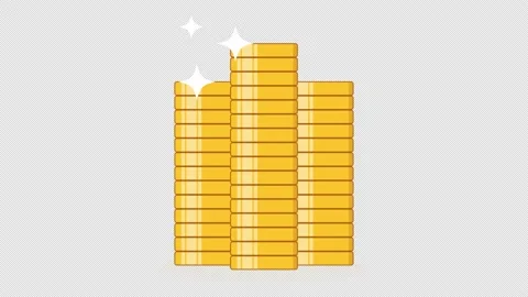 Stack of Gold Coins, illustration animation in Alpha Channel Stock Footage 155545089