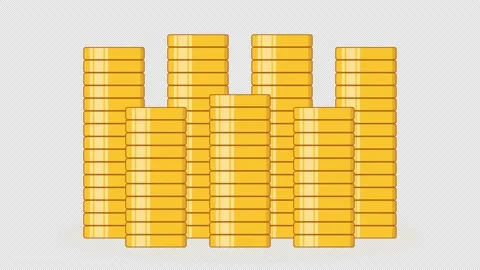 Stack of Gold Coins, illustration animation in Alpha Channel Stock Footage 155545217