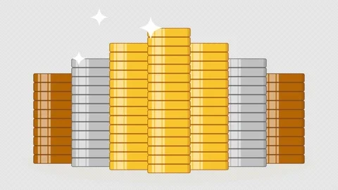 Stack of Gold Coins, illustration animation in Alpha Channel Stock Footage 155545243