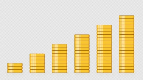 Stack of Gold Coins, illustration animation in Alpha Channel Stock Footage 155750151