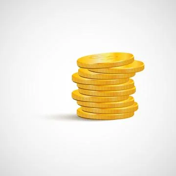 A stack of gold coins isolated on white background Stock Illustration