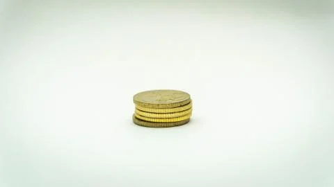 Stack of gold coins with isolated white background. Stock Photos