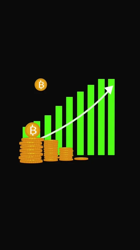 Stack of Gold Coins Next to a Green Bar Chart with a vertical video White A.. Stock Footage 321631404