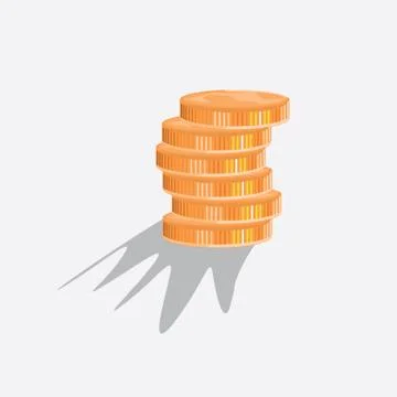 Stack of Gold Coins side view. Cartoon style flat and solid color. Vector Stock Illustration