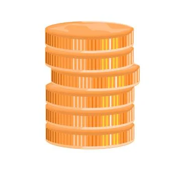 Stack of Gold Coins side view. Cartoon style flat and solid color. Vector Stock Illustration