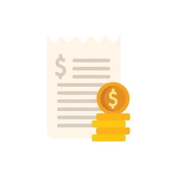 Stack of gold coins sitting next to a paper bill illustrating payment Stock Illustration