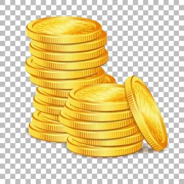 Stack of Gold Coins on transparent background Stock Illustration