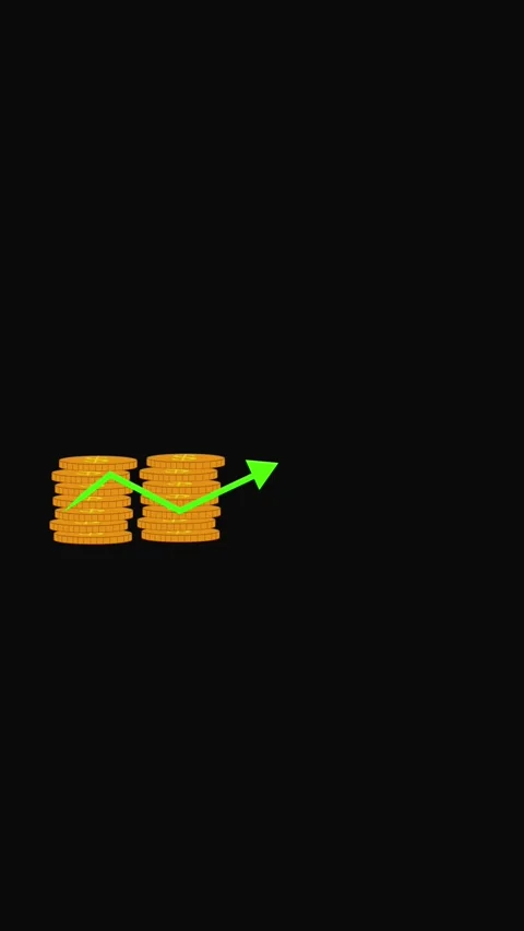 Stack of Gold Coins with an Upward Trending Green Arrow Illustrating Financ.. Stock Footage 321631400
