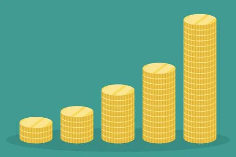 Stack of gold coins. Vector illustration in flat design. Stock Illustration