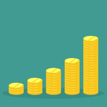 Stack of gold coins. Vector illustration in flat design. Stock Illustration