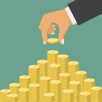 Stack of gold coins. Vector illustration in flat design. Stock Illustration