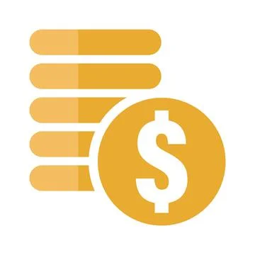 Stack of gold dollar coin flat icon, symbolizing wealth and prosperity. Dol.. Stock-Illustration