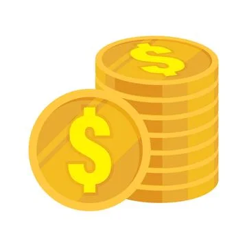 Stack of gold dollar coin flat icon, symbolizing wealth and prosperity. Dol.. Stock Illustration