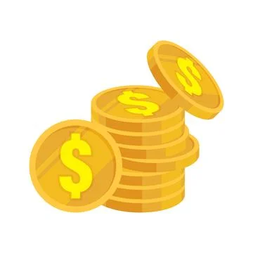 Stack of gold dollar coin flat icon, symbolizing wealth and prosperity. Dol.. Stock-Illustration