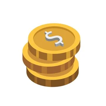 Stack of Gold Dollar Coins Isometric Vector Illustration Stock Illustration